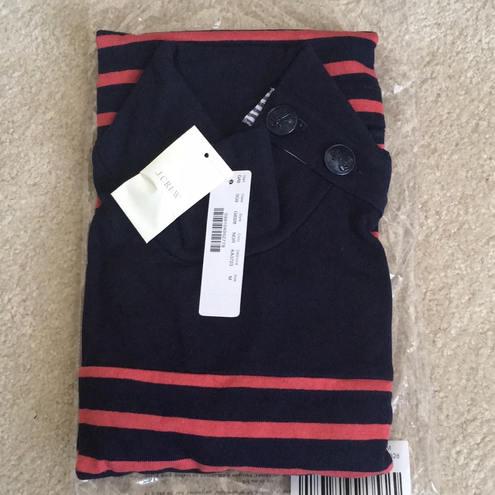 J. Crew Striped button neck top - Picture 2 of 4